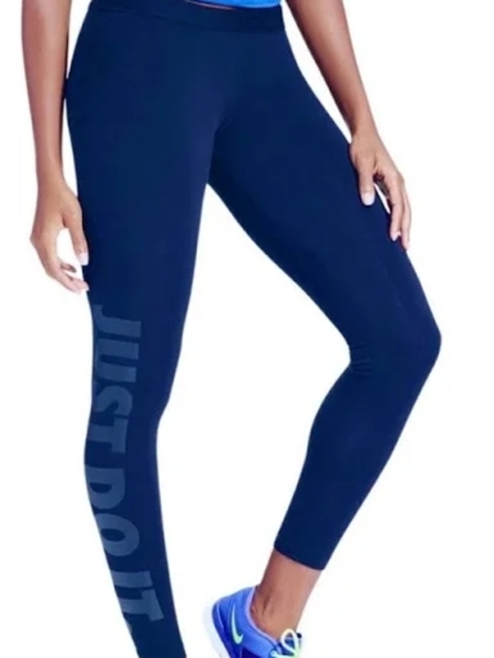 Nike Navy Leggings with Dark Blue 'Just Do It' Side Logo
